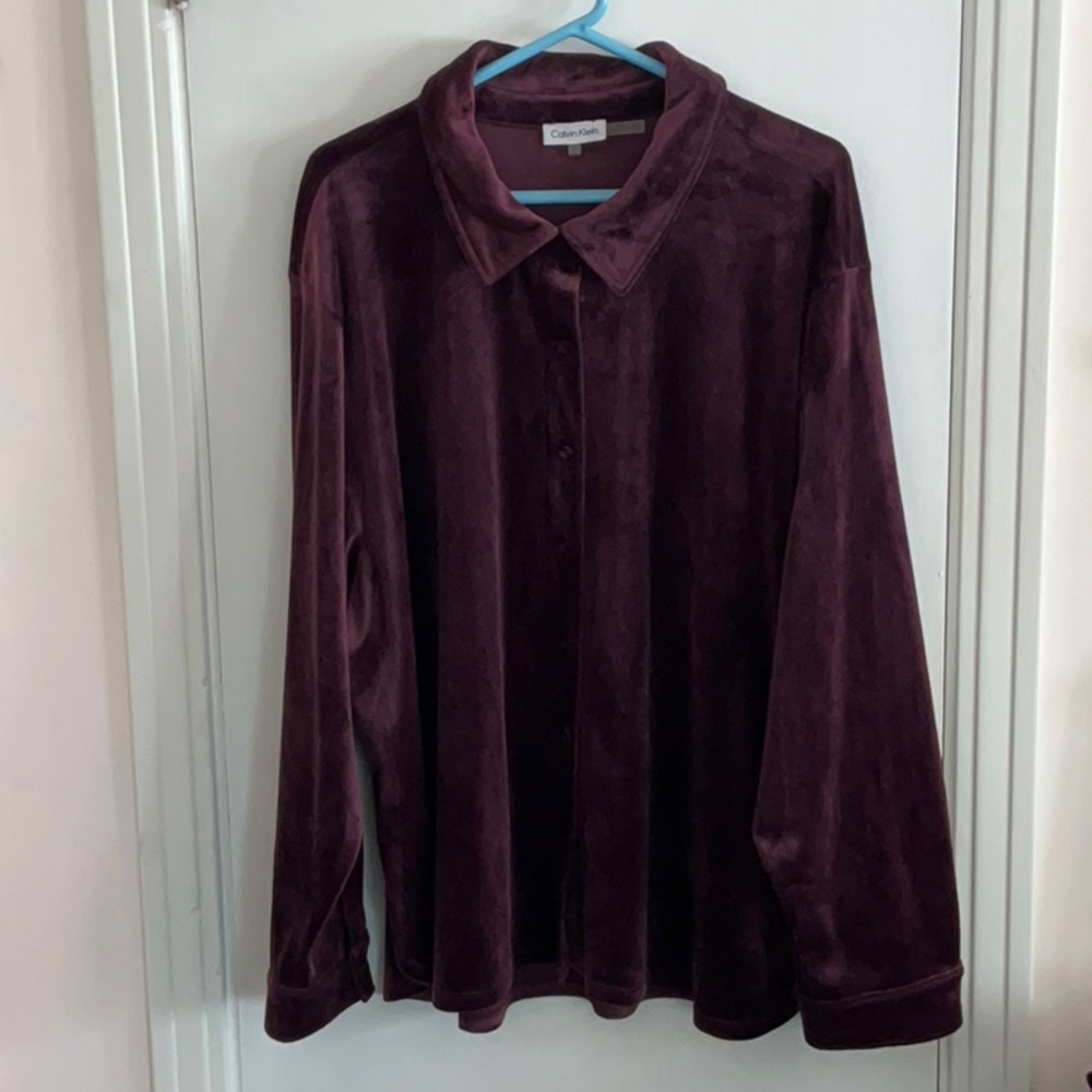 Calvin Klein Soft Deep Purple Velour Shirt 3X